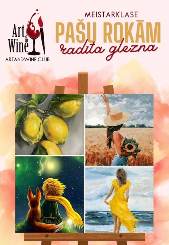 Art&Wine radošā meistarklase: Zīmējam 'Dzeltenie toņi'.