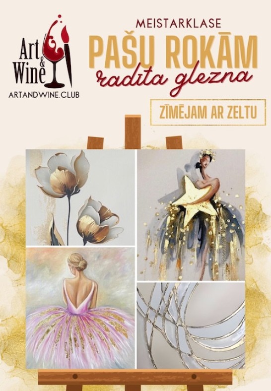 Art&Wine radošā meistarklase: Gleznojam ar zeltu.