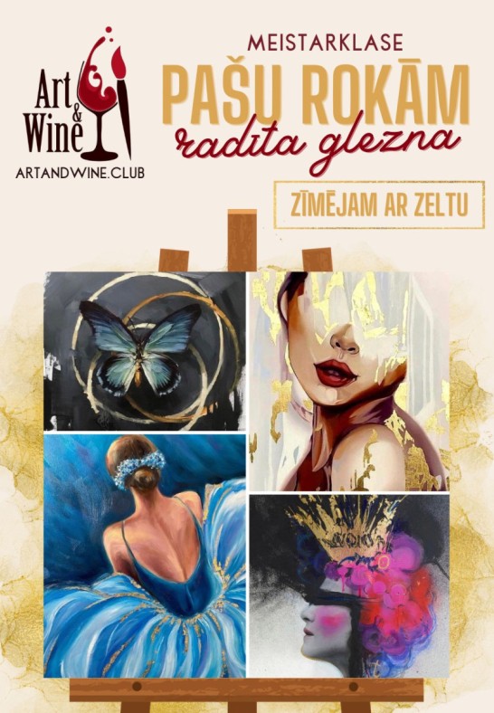 Art&Wine radošā meistarklase: Gleznojam ar zeltu.