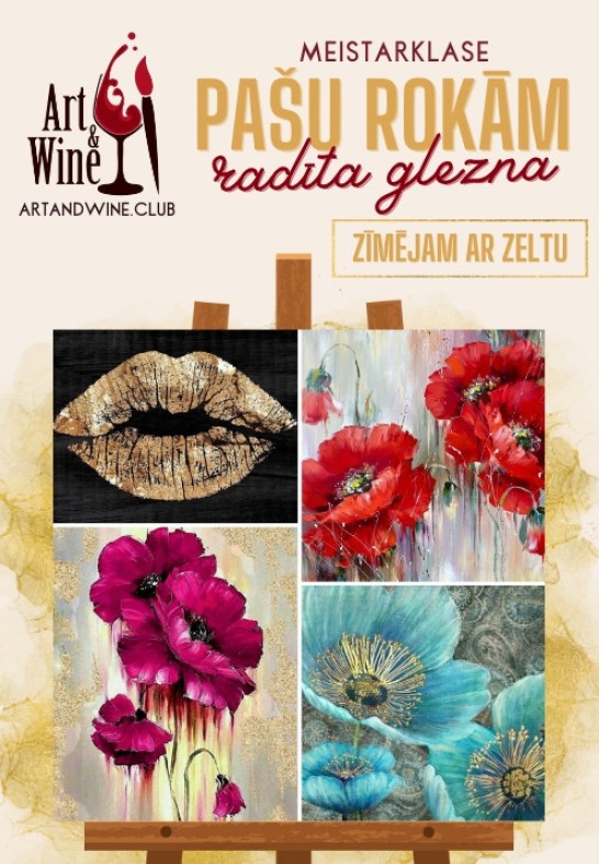 Art&Wine radošā meistarklase: Gleznojam ar zeltu.