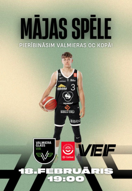 VALMIERA GLASS VIA : VEF Rīga. Optibet Latvijas - Igaunijas basketbola līgas mājas spēle
