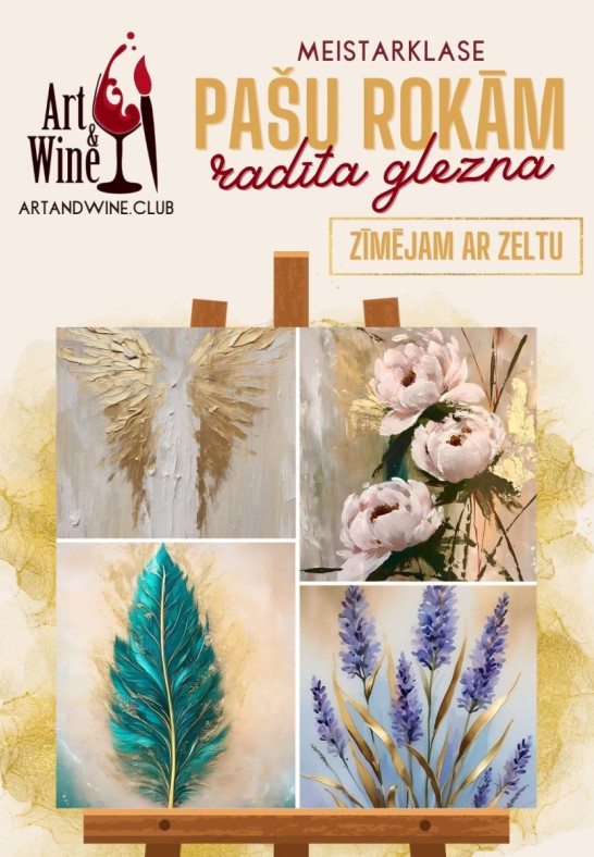 Art&Wine radošā meistarklase: Gleznojam ar zeltu.