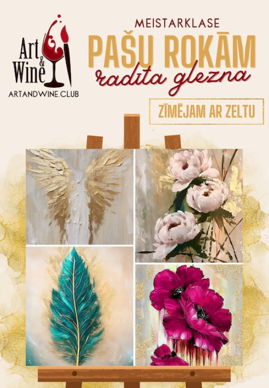 Art&Wine radošā meistarklase: Zīmējam ar zeltu.